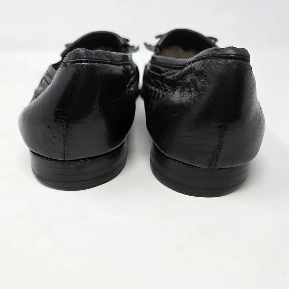SANTONI RELAXED ITALY BLACK KILTIE TASSEL LOAFERS MOC TOE MENS SIZE 9.5 EE WIDE
